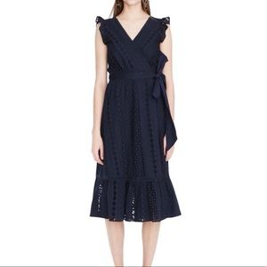 J.Crew All Over Eyelet Wrap Dress Navy